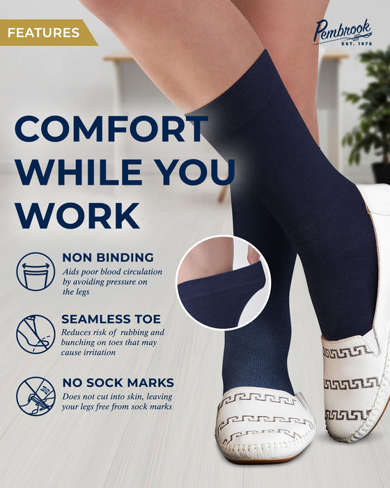 Pembrook Bamboo Womens Dress Socks - 4 Pairs Crew Womens Trouser Socks | Dress Socks Women | Bamboo Socks Womens