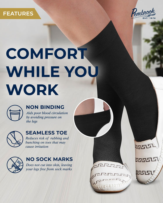 Pembrook Bamboo Womens Dress Socks - 4 Pairs Crew Womens Trouser Socks | Dress Socks Women | Bamboo Socks Womens