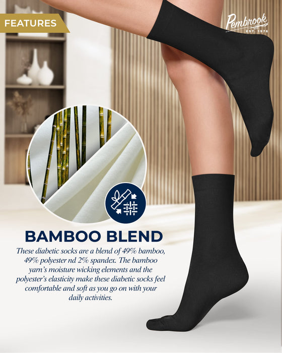 Pembrook Bamboo Womens Dress Socks - 4 Pairs Crew Womens Trouser Socks | Dress Socks Women | Bamboo Socks Womens