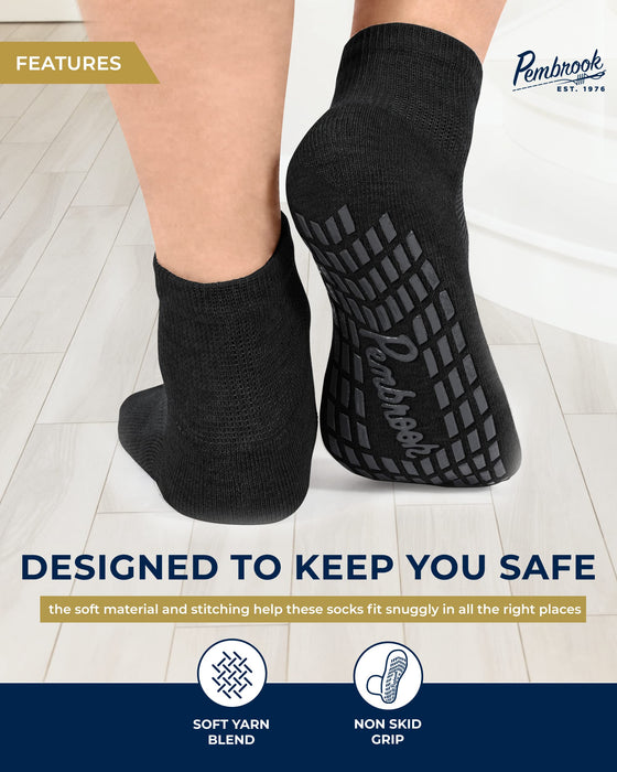 Diabetic Ankle Socks for Men & Women with Grips | 6 Pairs 1/4 Length Wide Non Binding Non Slip Diabetic Socks for Men & Women