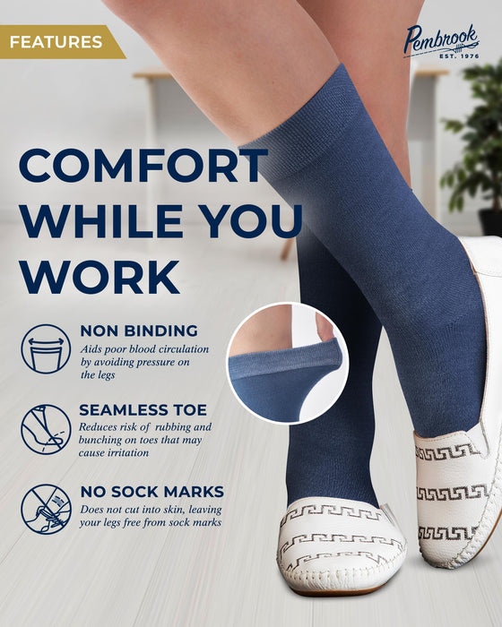 Pembrook Bamboo Womens Dress Socks - 4 Pairs Crew Womens Trouser Socks | Dress Socks Women | Bamboo Socks Womens