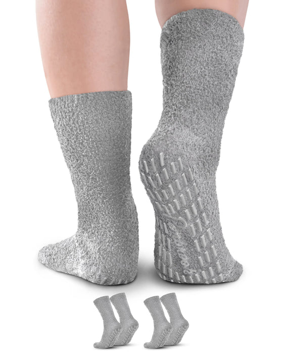Pembrook Non Skid/Slip Socks – (2 Packs) - Hospital Socks - Fuzzy Slipper Gripper Socks