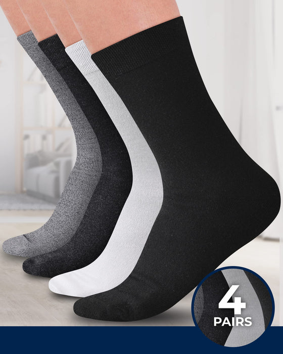 Pembrook Bamboo Womens Dress Socks - 4 Pairs Crew Womens Trouser Socks | Dress Socks Women | Bamboo Socks Womens