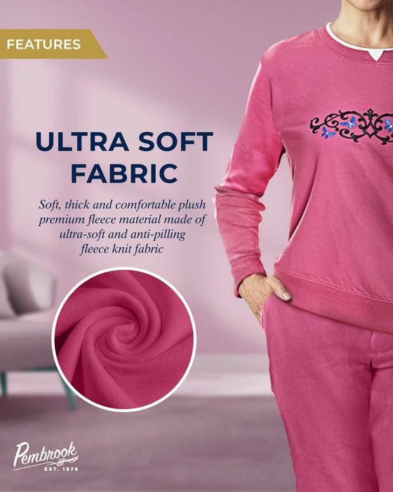 Pembrook Womens Sweat Suits Two-Piece - Ladies Sweatsuits Sets | Embroidered Fleece Sets for Women 2 Piece