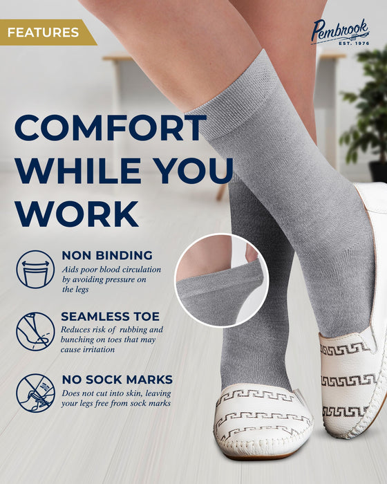 Pembrook Bamboo Womens Dress Socks - 4 Pairs Crew Womens Trouser Socks | Dress Socks Women | Bamboo Socks Womens