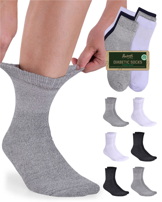 Bamboo Diabetic Socks for Men & Women - 6 Pairs Ankle Length Mens Diabetic Socks | Bamboo Socks Womens | Diabetes Socks