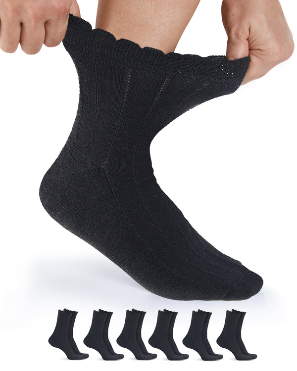 Pembrook Frill Knit Diabetic Socks for Men & Women with Bamboo Viscose - 6 Pairs