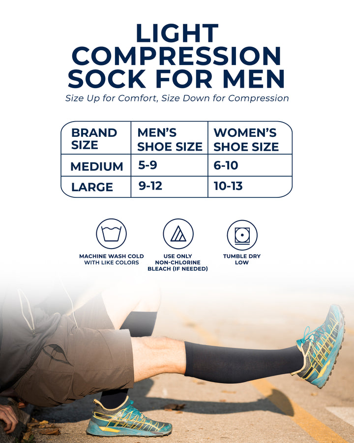 Pembrook Cotton Light Compression Socks for Men &amp; Women - 3 Pairs | 8-15 mmHg