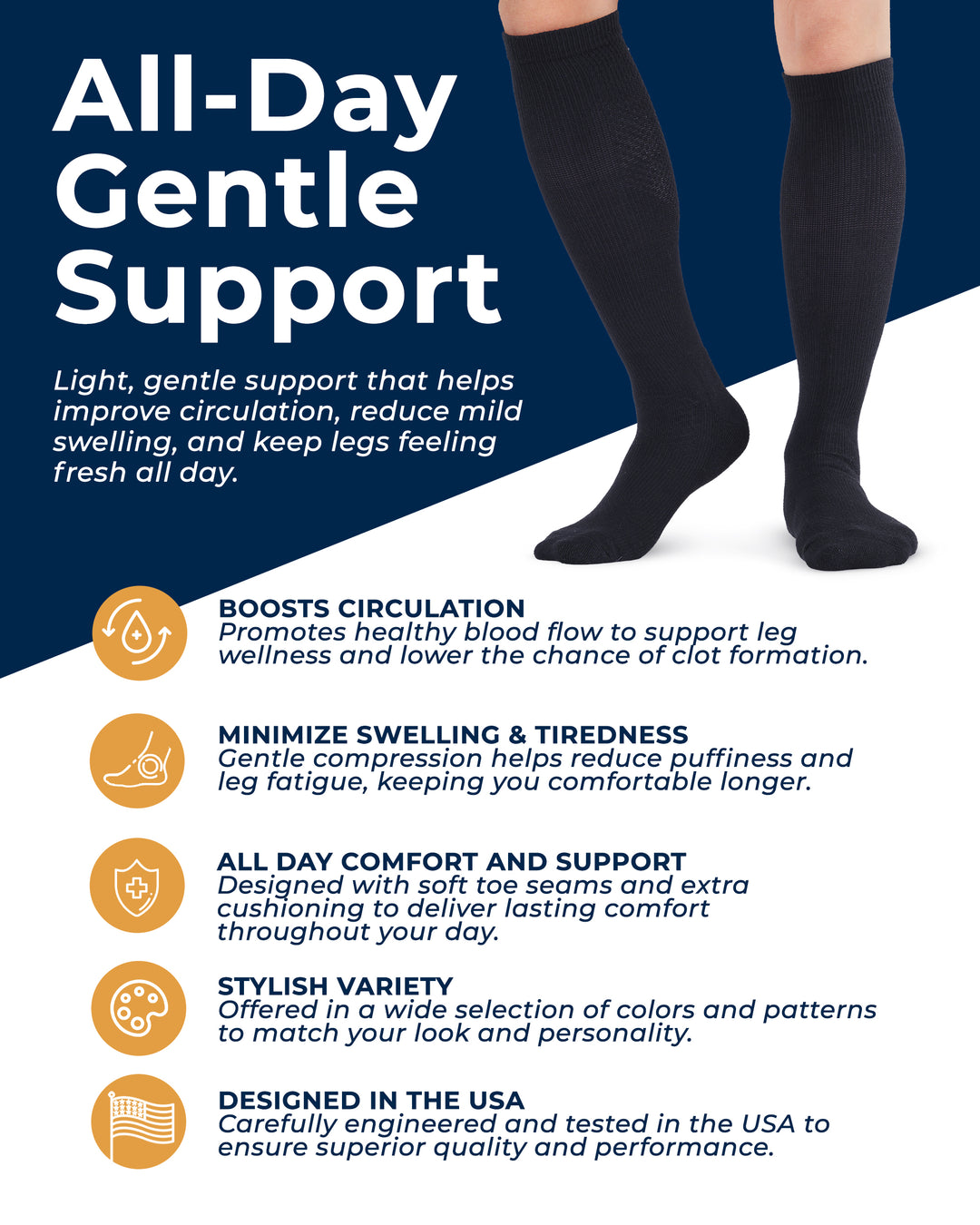 Pembrook Light Compression Socks for Men &amp; Women - 3 Pairs | 8-15 mmhg