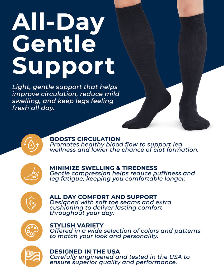Pembrook Light Compression Socks for Men &amp; Women - 3 Pairs | 8-15 mmhg