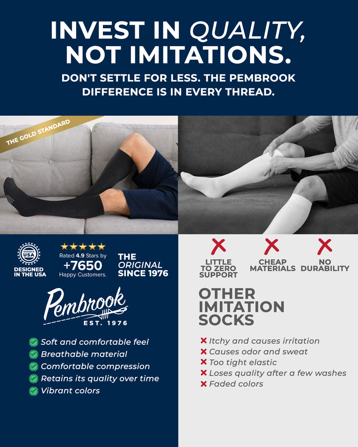 Pembrook Light Compression Socks for Men &amp; Women - 3 Pairs | 8-15 mmhg