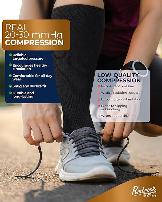Pembrook 3 Pairs Copper Compression Socks for Women & Men - Compression Socks 20-30 mmHg, Running, Nursing, Pregnancy, Travel