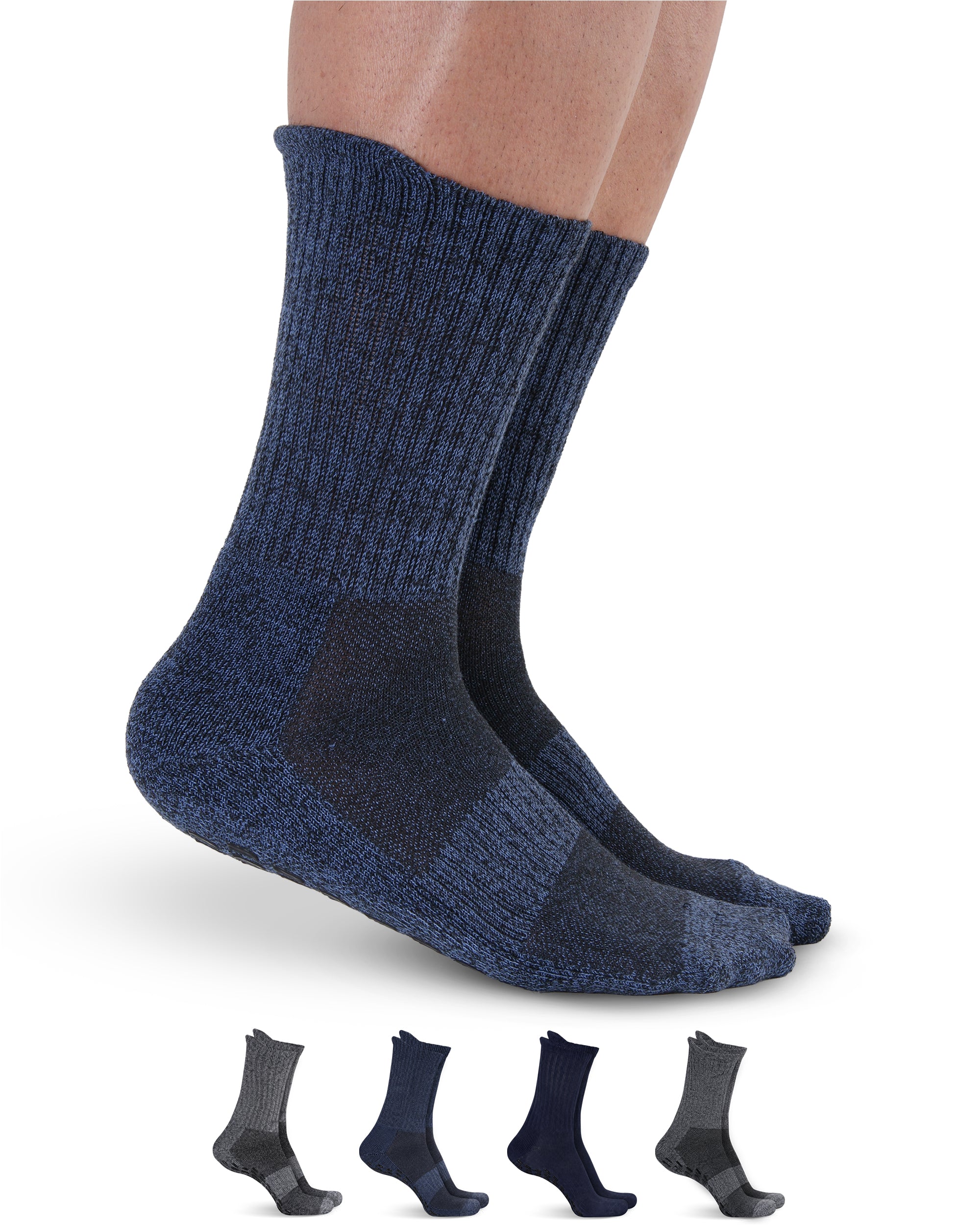 DESTINATION『US Natural Socks6'0-6'4』NAVY Non-Skid Crew Socks with Grips | Pembrook