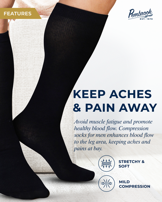 Pembrook Light Compression Socks for Men: 8-15 mmHg