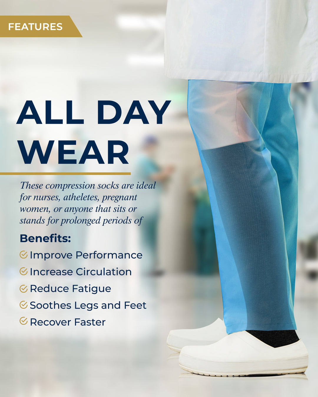 Pembrook Light Compression Socks for Women - 6 Pairs | 8-15 mmHg Cotton