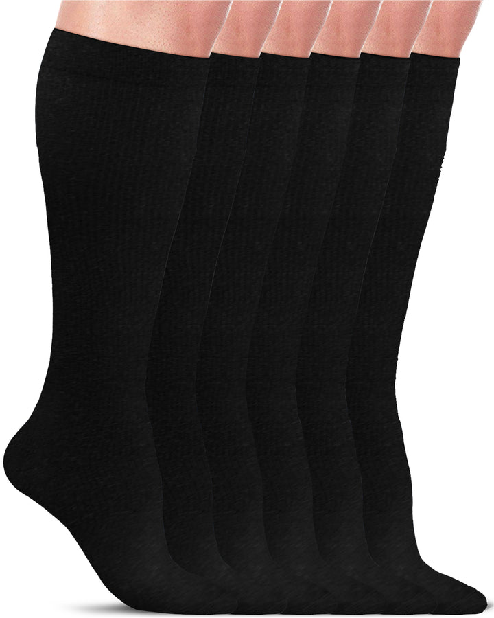Pembrook Light Compression Socks for Women - 6 Pairs | 8-15 mmHg Cotton