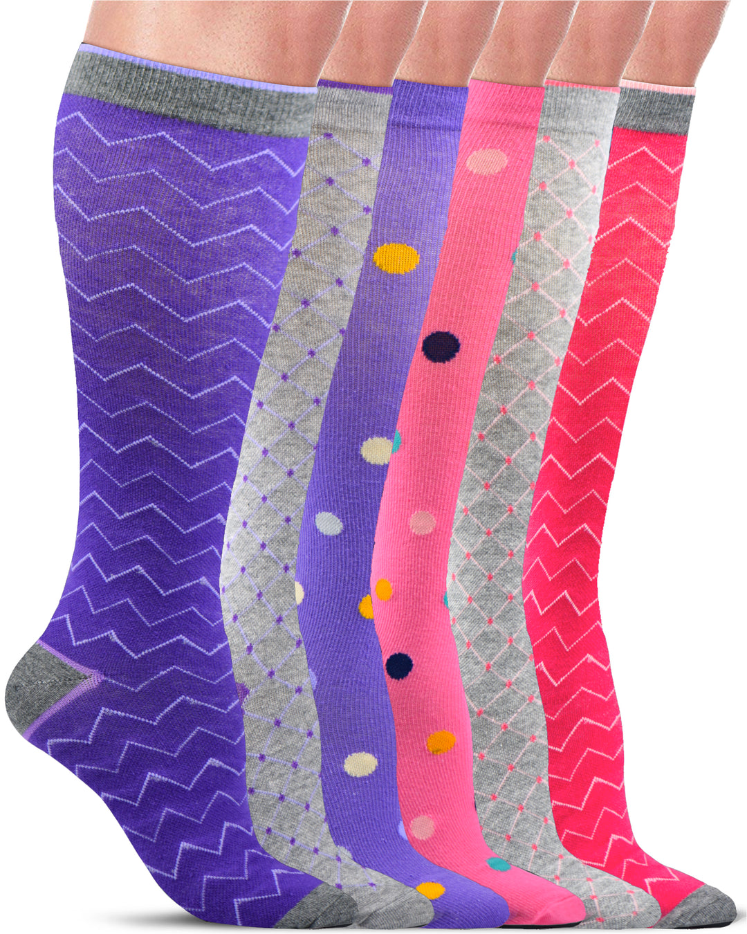 Pembrook Light Compression Socks for Women - 6 Pairs | 8-15 mmHg Cotton