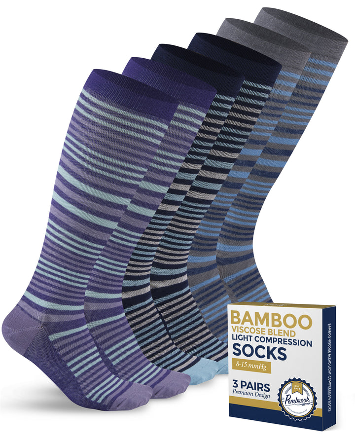 Pembrook Bamboo Light Compression Socks: 3 Pairs  | 8-15 mmHg