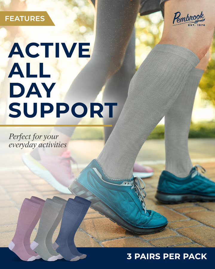 Pembrook Bamboo Light Compression Socks: 3 Pairs  | 8-15 mmHg