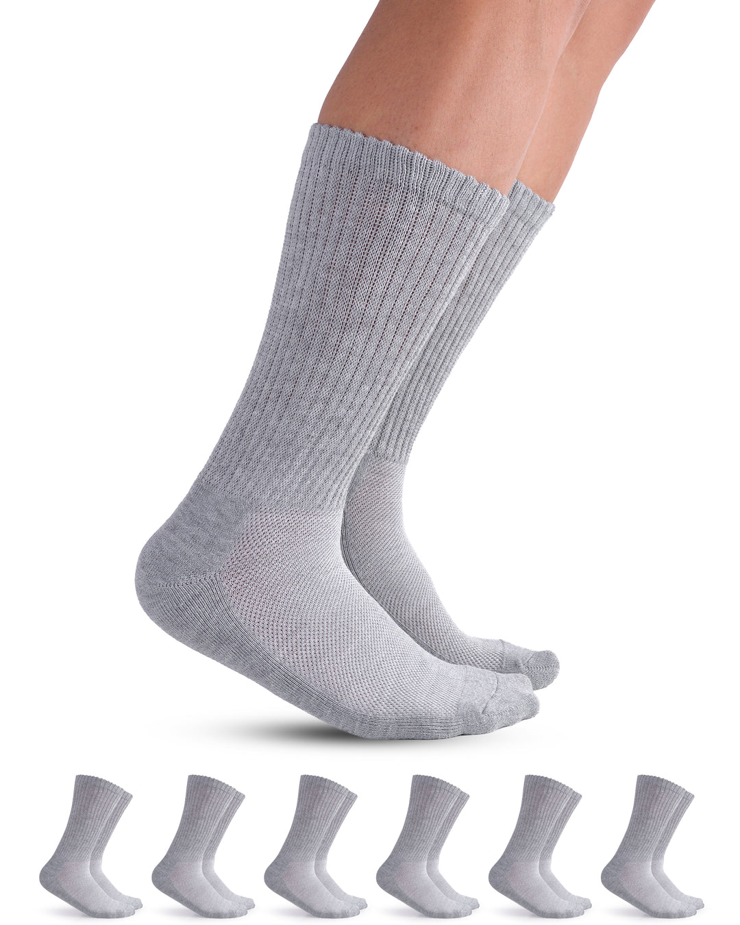 Gray socks displayed with a white background