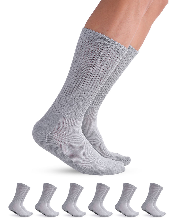 Gray socks on a white background with six pairs displayed below.
