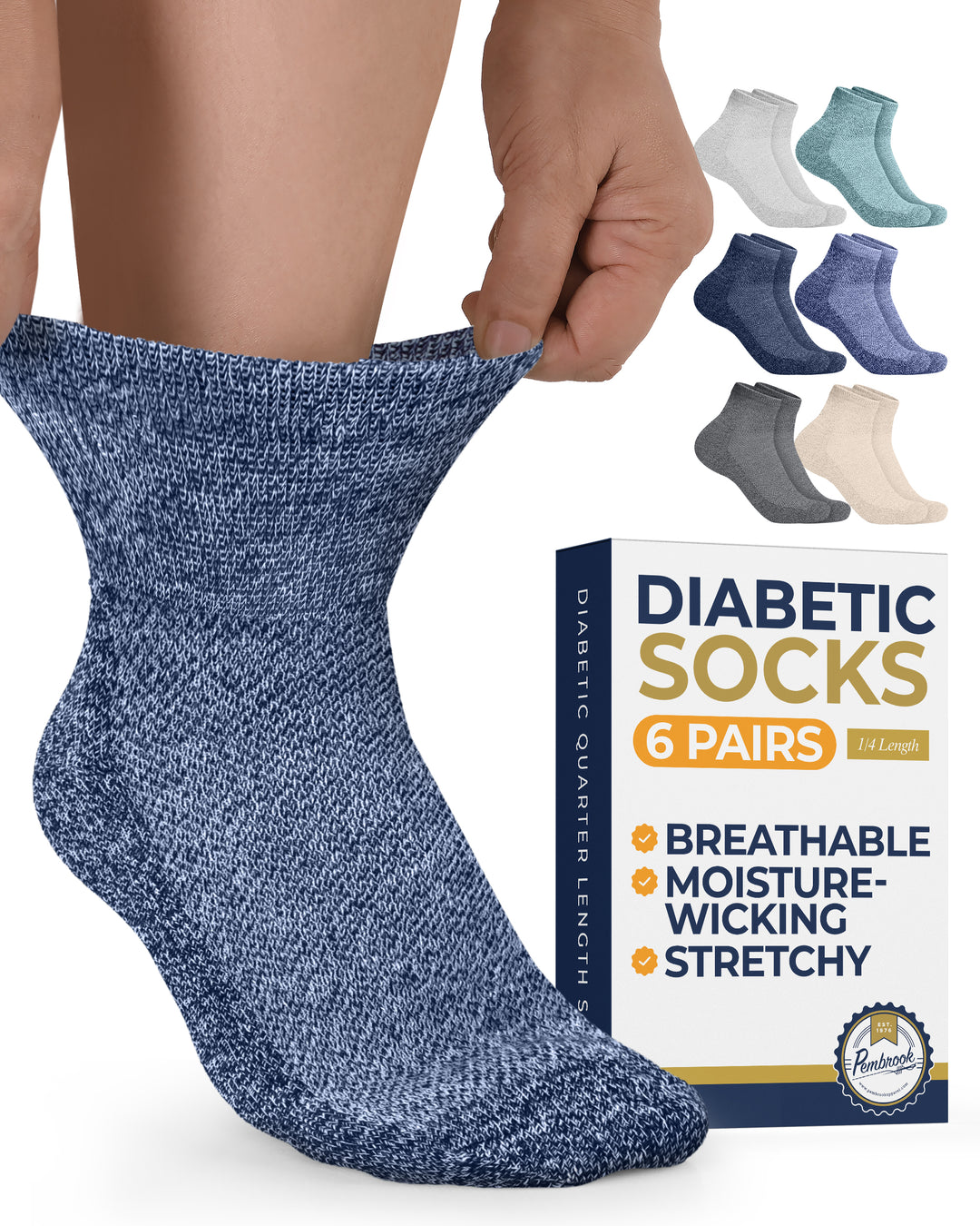 Diabetic socks with a box labeled &