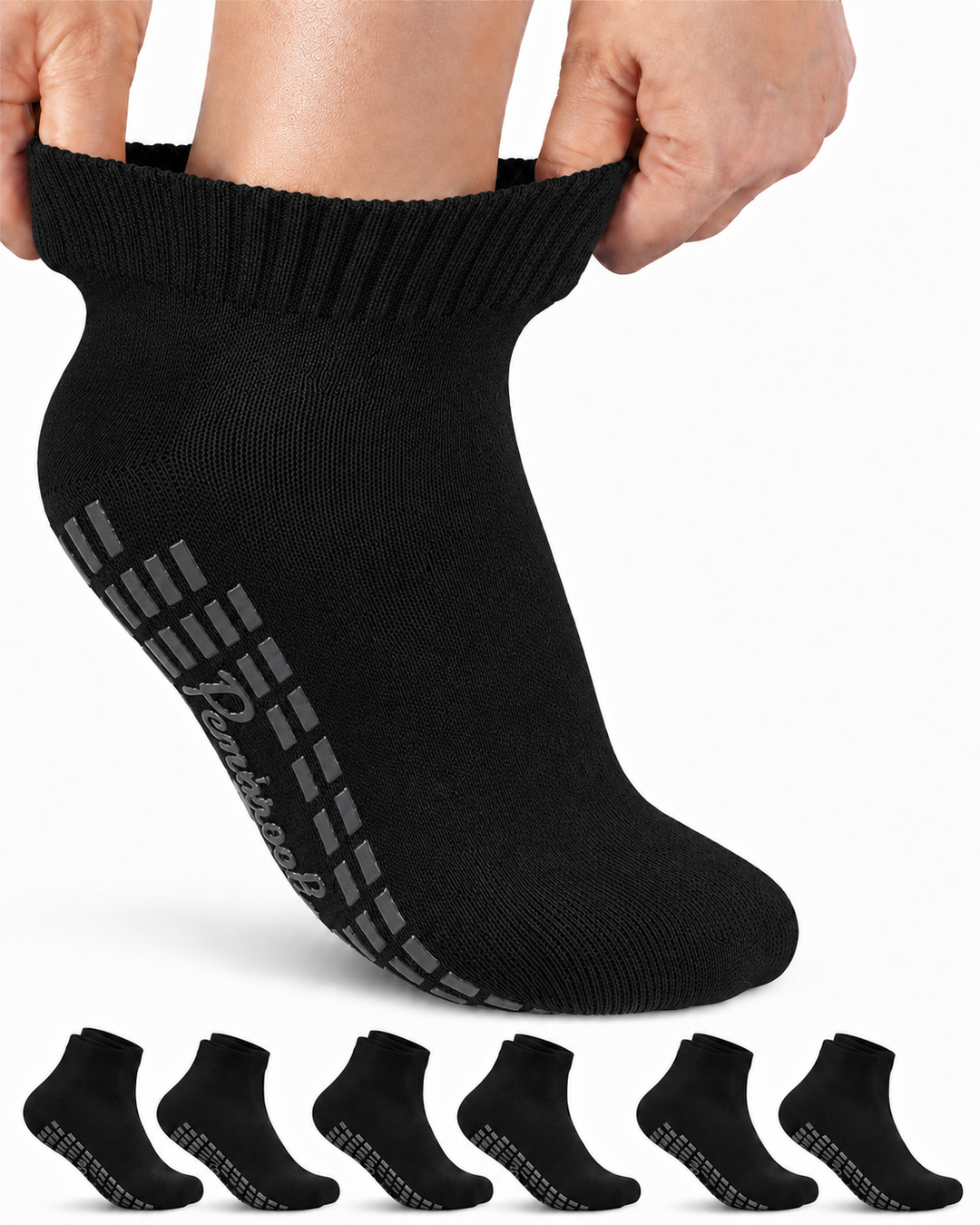 Diabetic Ankle Socks with Grips: 6 Pairs | 1/4 Length