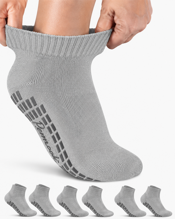 Diabetic Ankle Socks with Grips: 6 Pairs | 1/4 Length