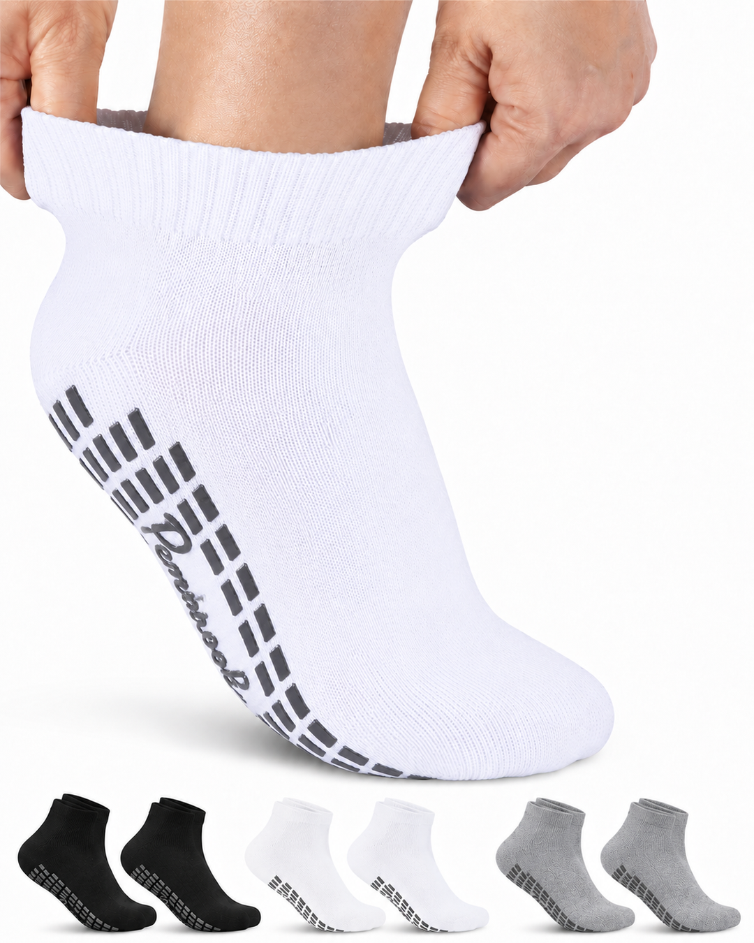 Diabetic Ankle Socks with Grips: 6 Pairs | 1/4 Length
