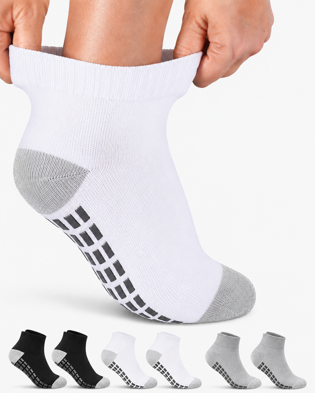 Diabetic Ankle Socks with Grips: 6 Pairs | 1/4 Length