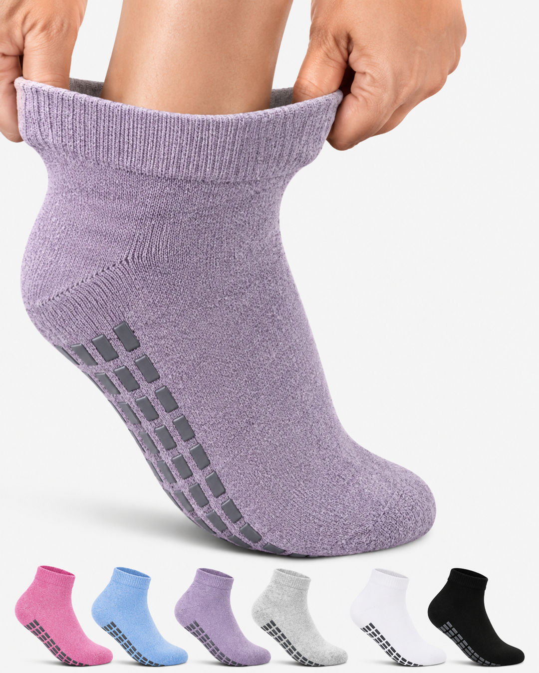 Diabetic Ankle Socks with Grips: 6 Pairs | 1/4 Length