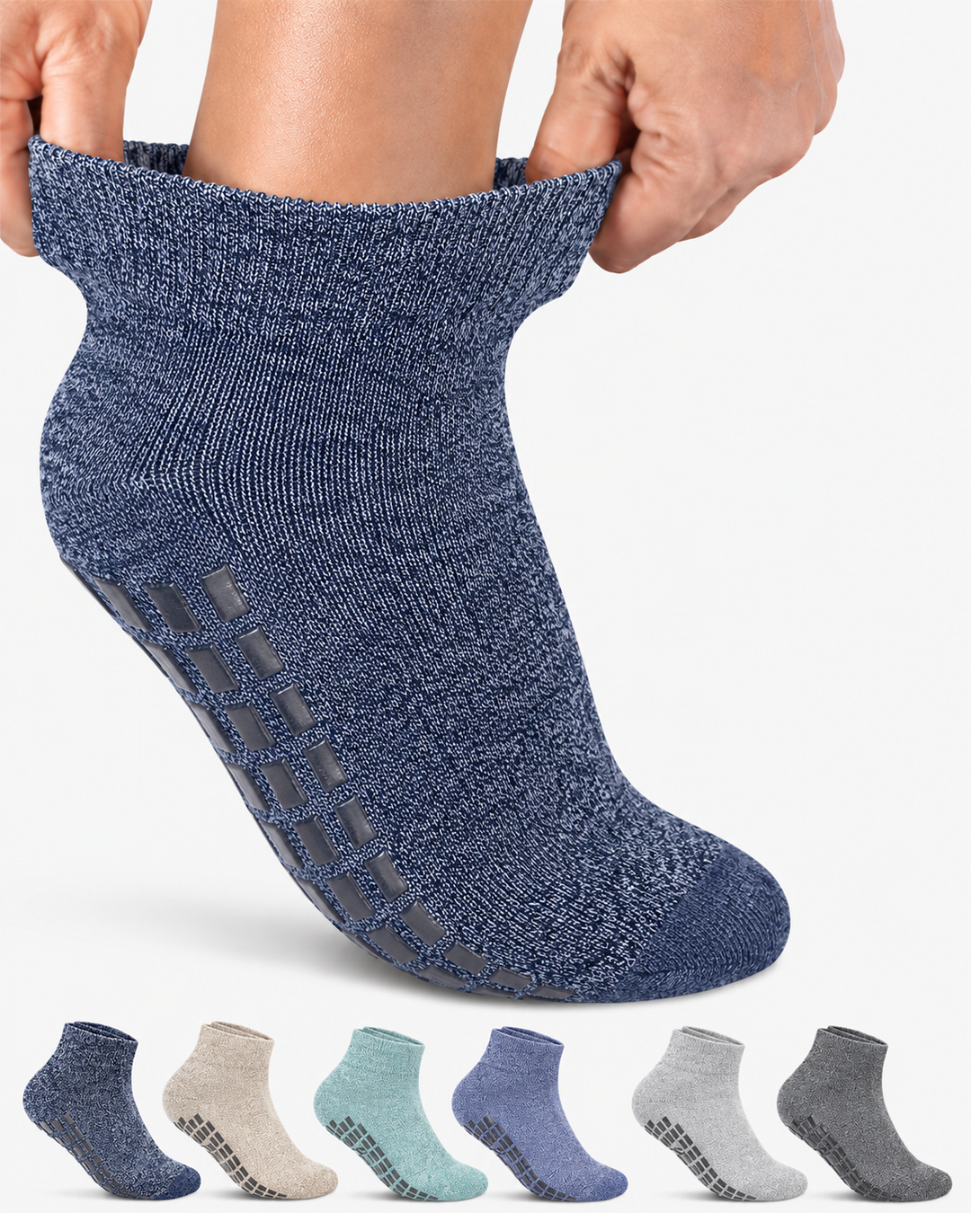 Diabetic Ankle Socks with Grips: 6 Pairs | 1/4 Length