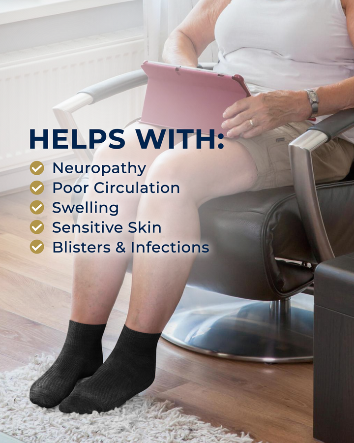 Diabetic Ankle Socks with Grips: 6 Pairs | 1/4 Length