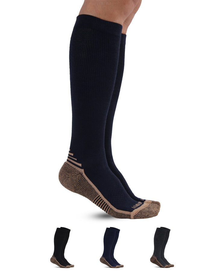 Pembrook 3 Pairs Copper Mens Compression Socks 20-30 mmHg.