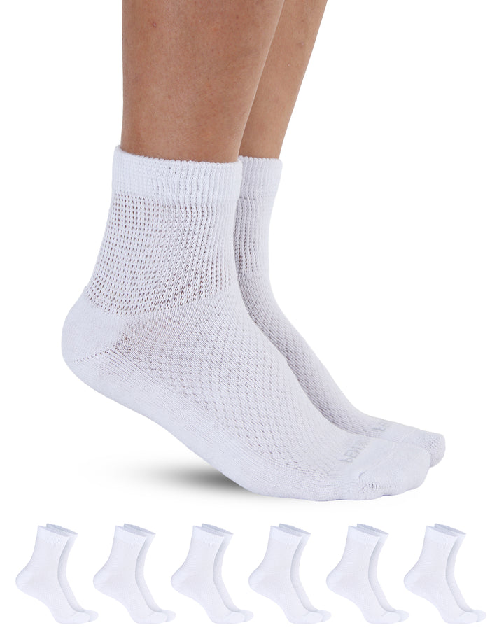 White ankle socks with textured pattern on a white background