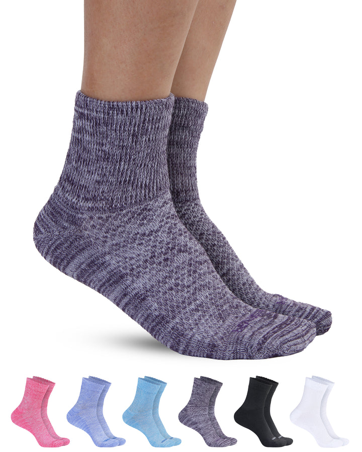Pair of purple socks with six additional pairs in different colors displayed below on a white background.