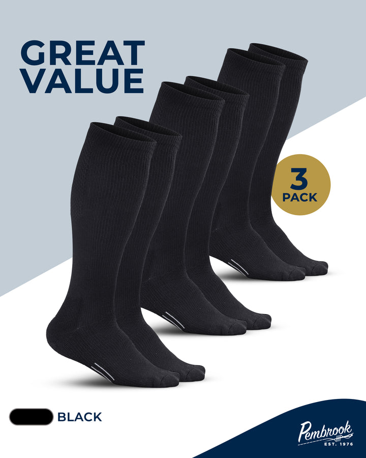 Pembrook Light Compression Socks for Men &amp; Women - 3 Pairs | 8-15 mmhg