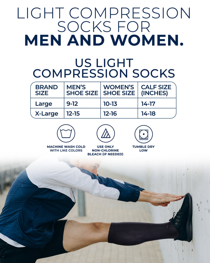 Pembrook Light Compression Socks for Men &amp; Women - 3 Pairs | 8-15 mmhg