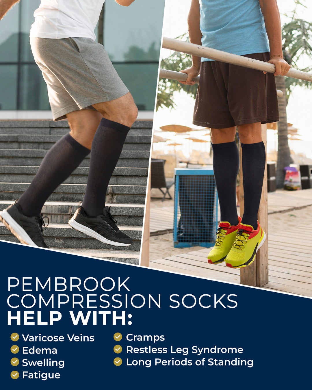 Pembrook Cotton Light Compression Socks for Men &amp; Women - 3 Pairs | 8-15 mmHg