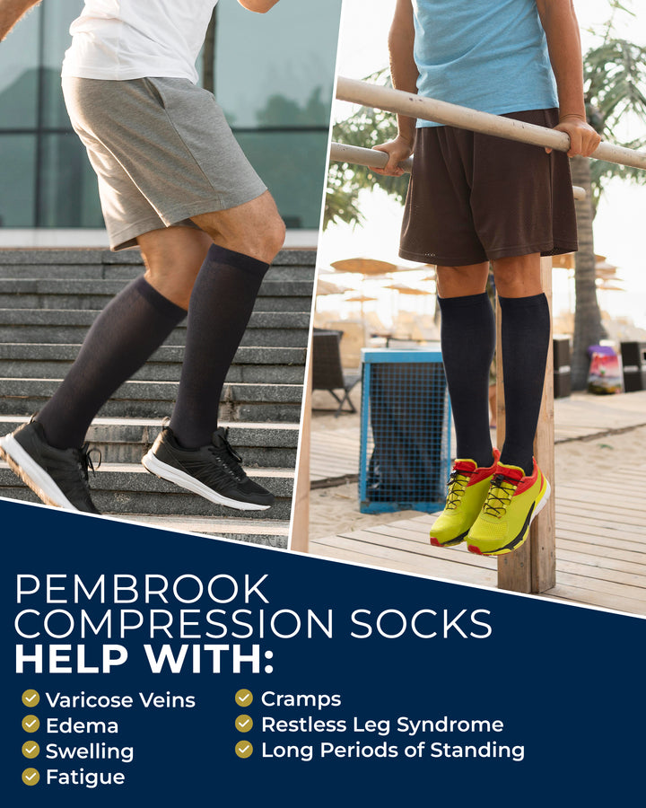 Pembrook Cotton Light Compression Socks for Men &amp; Women - 3 Pairs | 8-15 mmHg