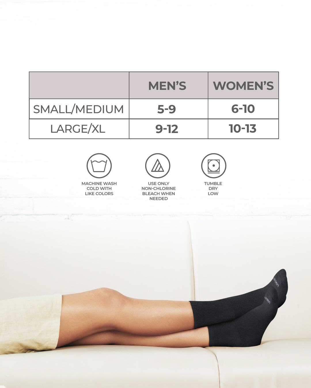 Size chart for socks with men&