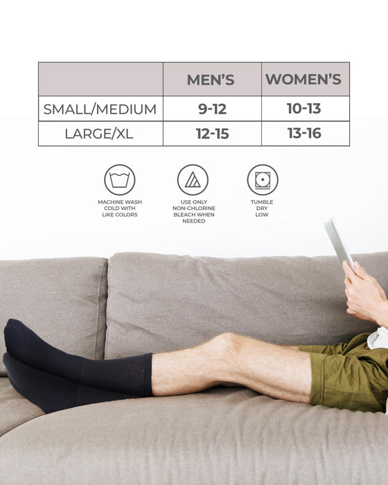 Pembrook Cotton Diabetic Socks for Men - 5 Pairs Crew Diabetic Socks for Men 9-12 & 12-15, Non-Binding, Moisture-Wicking
