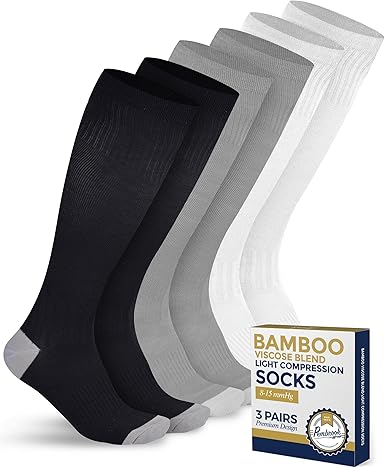 Pembrook Bamboo Light Compression Socks: 3 Pairs  | 8-15 mmHg