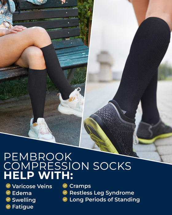 Pembrook Plus Size Compression Socks Wide Calf - 3 Pairs, 20-30mmHg Extra Wide Calf Compression Socks Women & Men, Up to 4XL