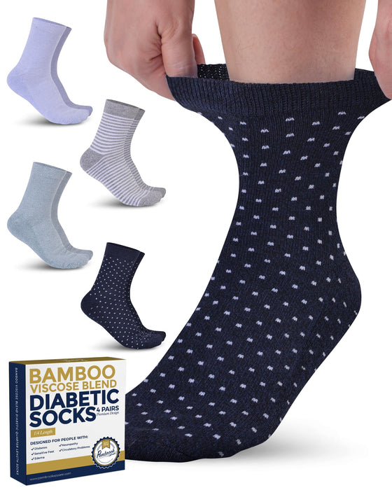 Pembrook Diabetic Socks for Women & Men - 4 Pairs Ankle Bamboo Viscose Socks Woman | Womens Diabetic Socks Size 9-11