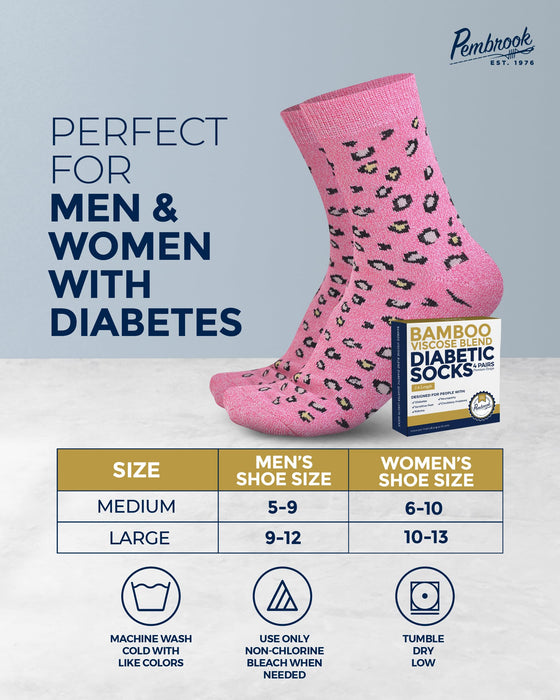 Pembrook Diabetic Socks for Women & Men - 4 Pairs Ankle Bamboo Viscose Socks Woman | Womens Diabetic Socks Size 9-11