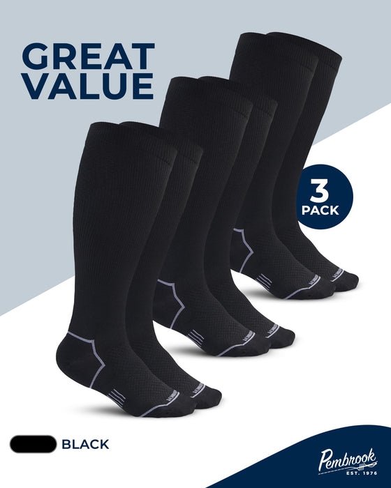 Pembrook Plus Size Compression Socks Wide Calf - 3 Pairs, 20-30mmHg Extra Wide Calf Compression Socks Women & Men, Up to 4XL