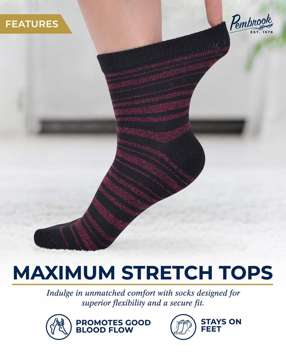 Pembrook Diabetic Socks for Women & Men - 4 Pairs Ankle Bamboo Viscose Socks Woman | Womens Diabetic Socks Size 9-11