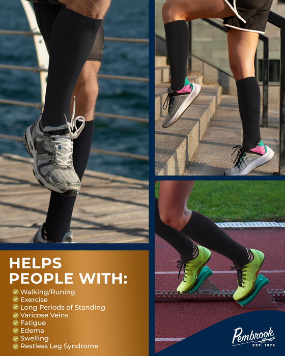 Pembrook 3 Pairs Copper Compression Socks for Women & Men - Compression Socks 20-30 mmHg, Running, Nursing, Pregnancy, Travel