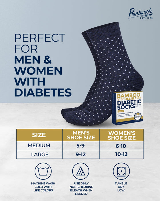 Pembrook Diabetic Socks for Women & Men - 4 Pairs Ankle Bamboo Viscose Socks Woman | Womens Diabetic Socks Size 9-11